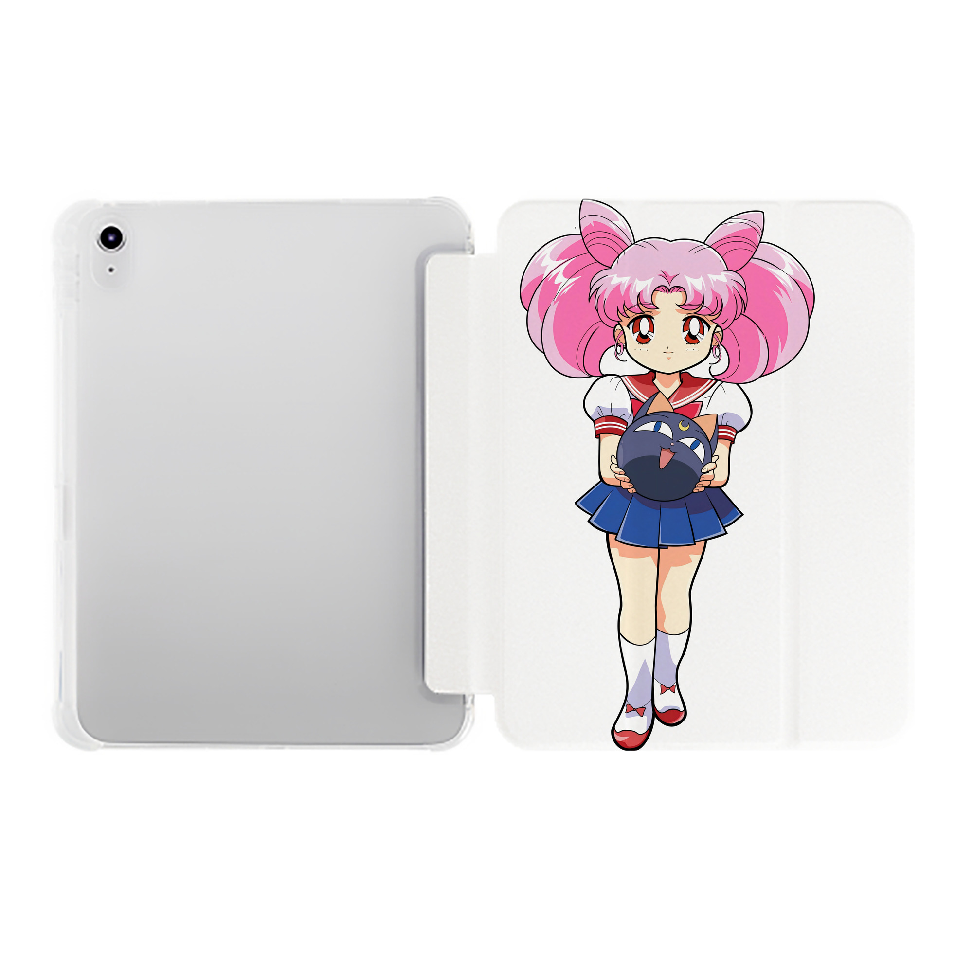 （画像用） 美少女戦士セーラームーン ちびうさ Sailor Moon Chibiusa Tsukino Usagi Small Lady Serenity IPad ケース ペン収納付き 三つ折りスタンド PUレザー×シリコン 対応機種9.5/10.5/10.9インチ